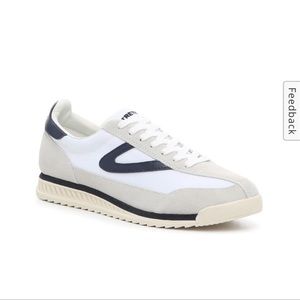 TRETORN  WOMENS RAWLINS SUEDE SNEAKERS IN WHITE AND NAVY COLOR.